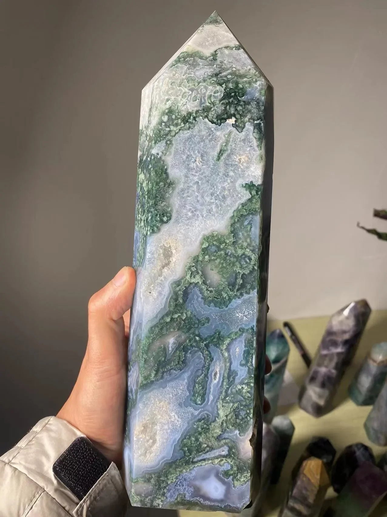 Rynx | Large Moss Agate Crystal Tower