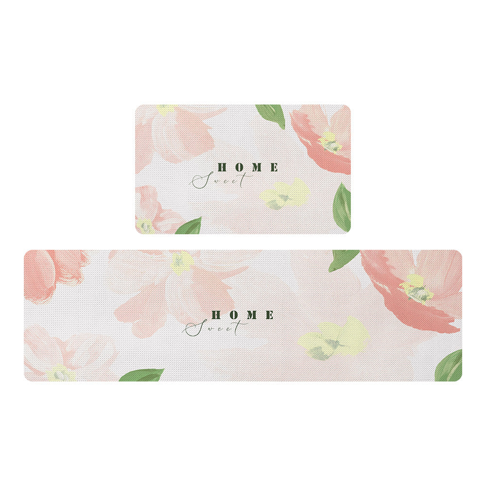 Rynx | Lovely Pink Flowers PVC Leather Kitchen Mat