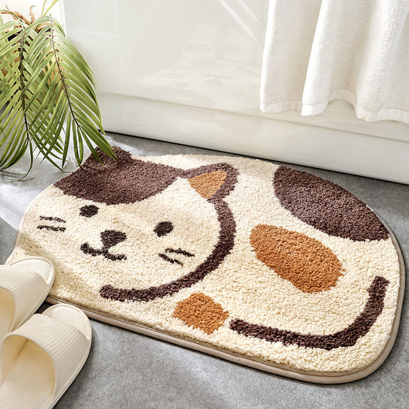 Rynx | Smiling Cat Bath Mat, Animal Bathroom Rug, Soft Plush Water-Absorbent 17.7″x25.5″ Cat Non-Slip Toilet Mat, Soft Thick Bathroom Rug, Art Bathroom Mats, Best Bath Rugs, Hot Shower Mat Non-Slip, Toilet Rug for Bathroom