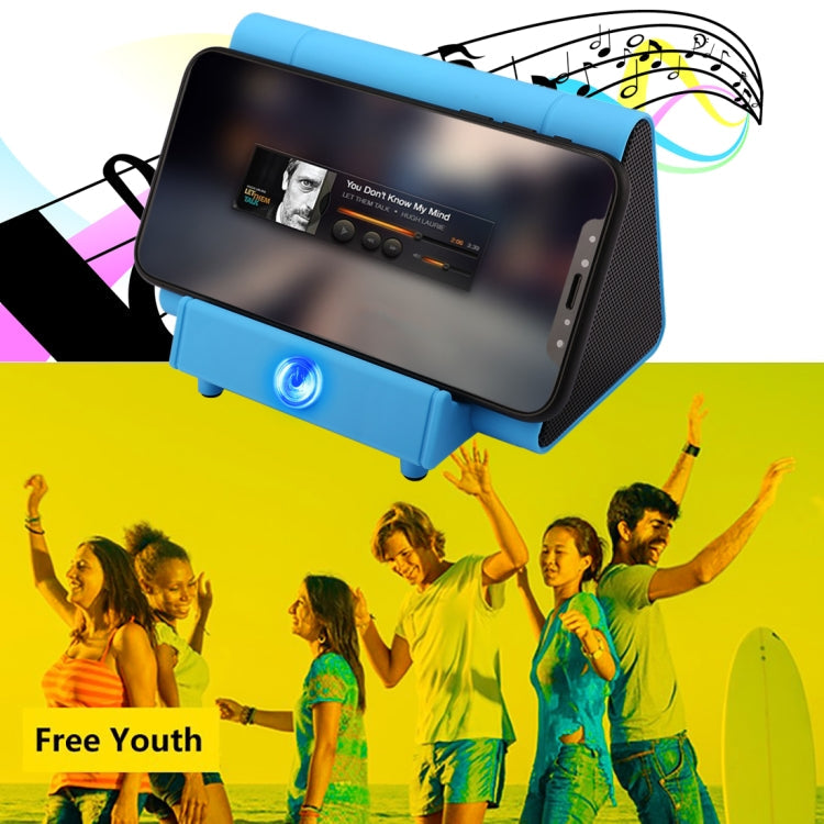RYNX | Portable Phone Stand Wireless Induction Stereo Speaker, Support Hands-free Calls & AUX IN(Blue)