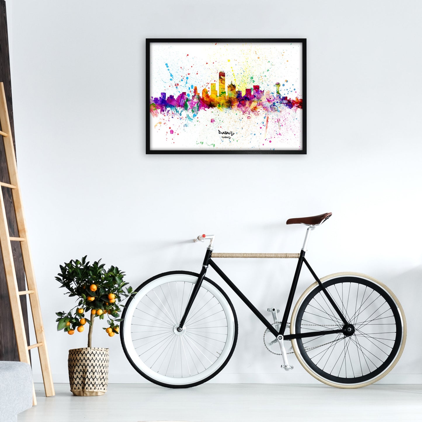 Rynx | Dallas Texas Skyline Splash Art Print by Michael Tompsett