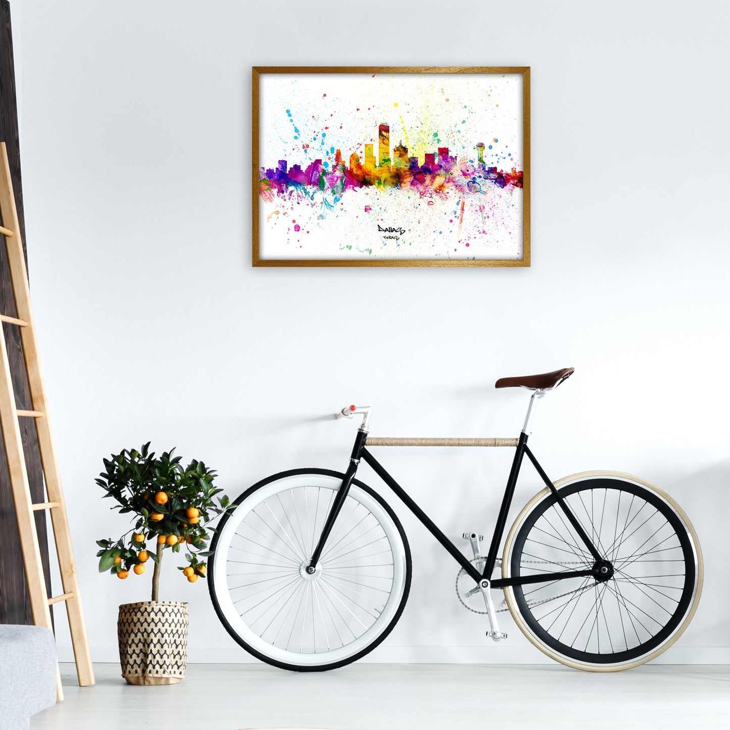 Rynx | Dallas Texas Skyline Splash Art Print by Michael Tompsett