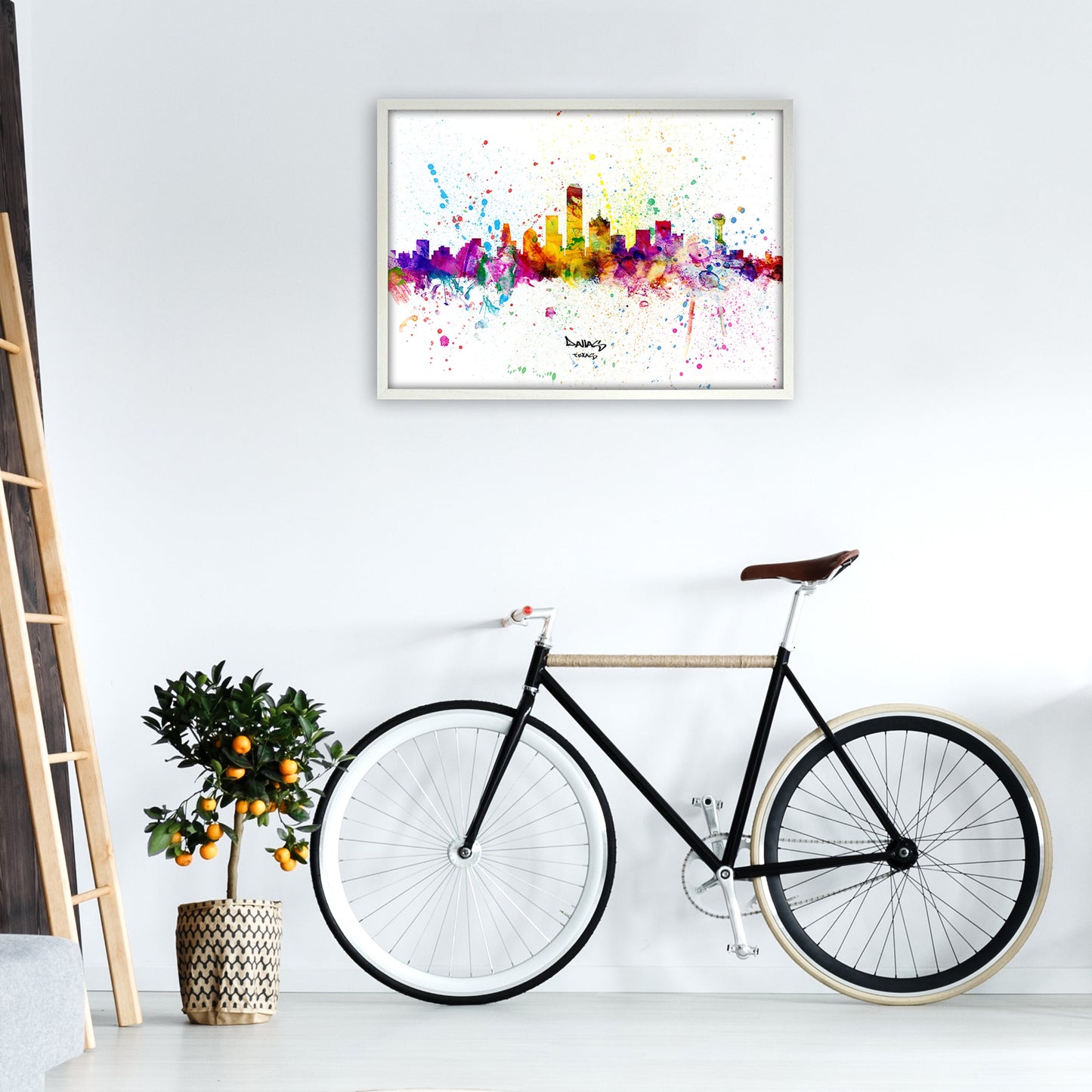 Rynx | Dallas Texas Skyline Splash Art Print by Michael Tompsett