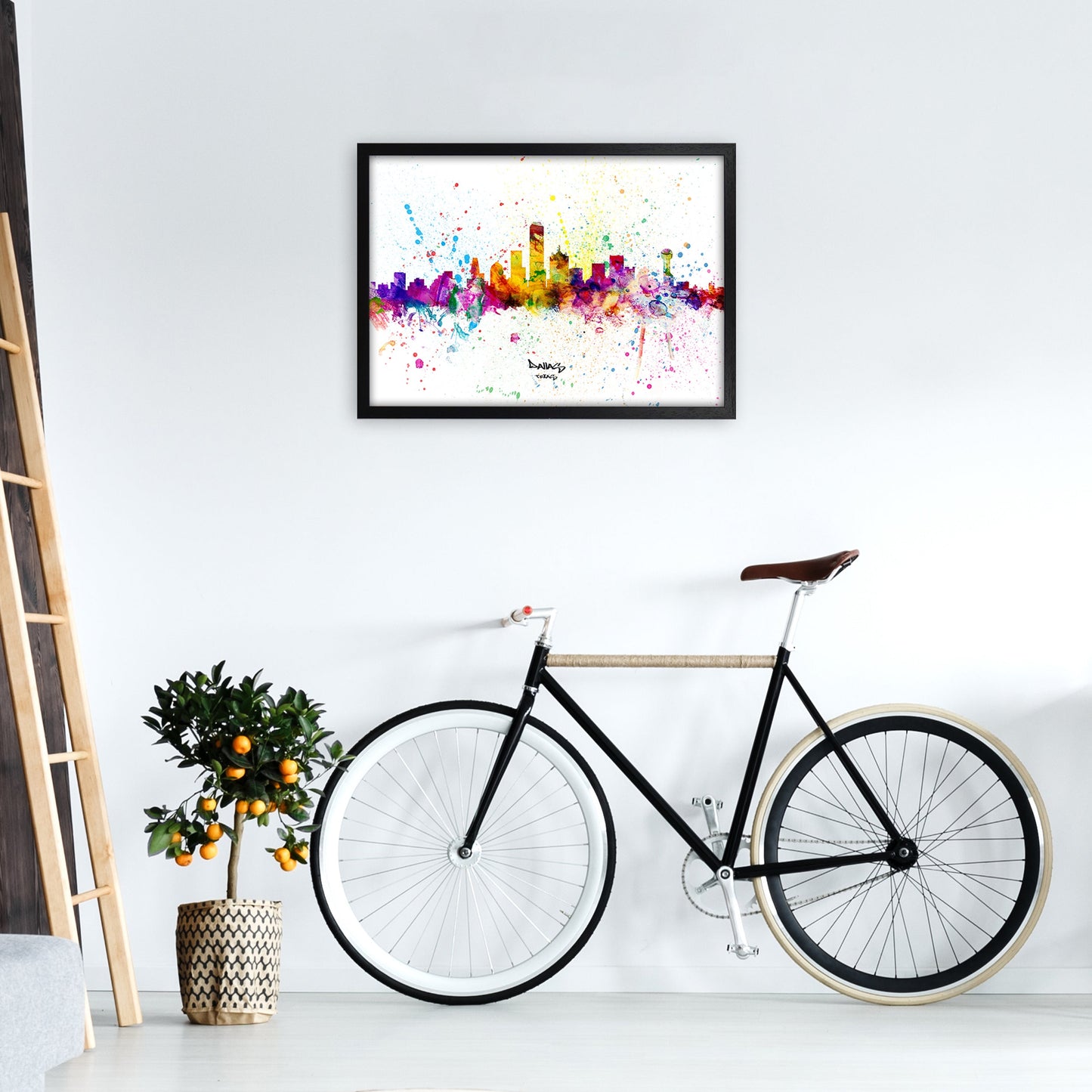 Rynx | Dallas Texas Skyline Splash Art Print by Michael Tompsett