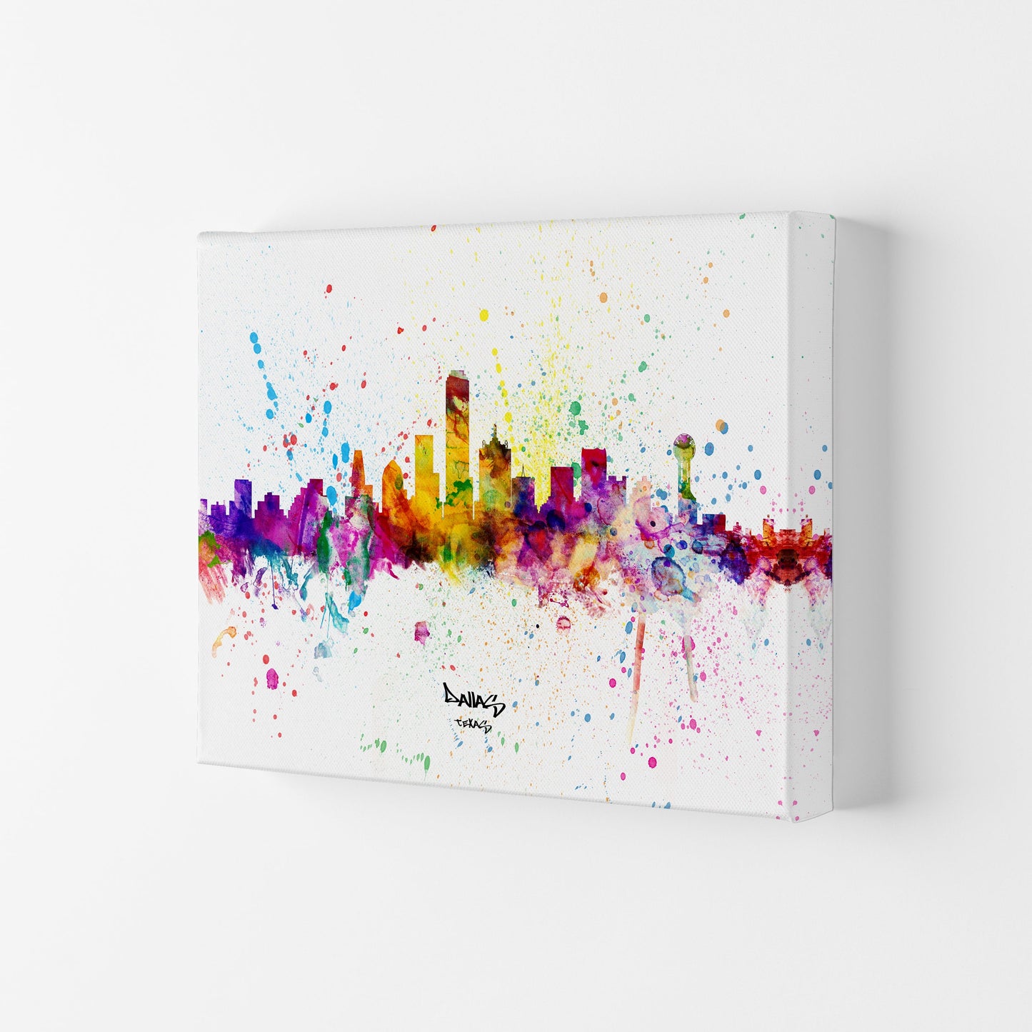 Rynx | Dallas Texas Skyline Splash Art Print by Michael Tompsett