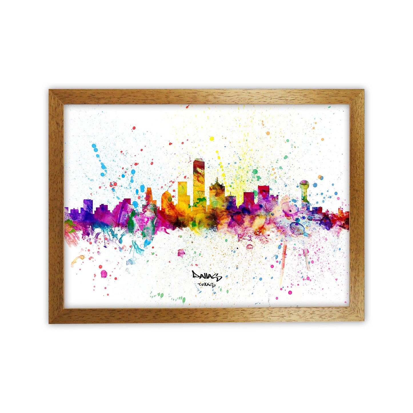 Rynx | Dallas Texas Skyline Splash Art Print by Michael Tompsett
