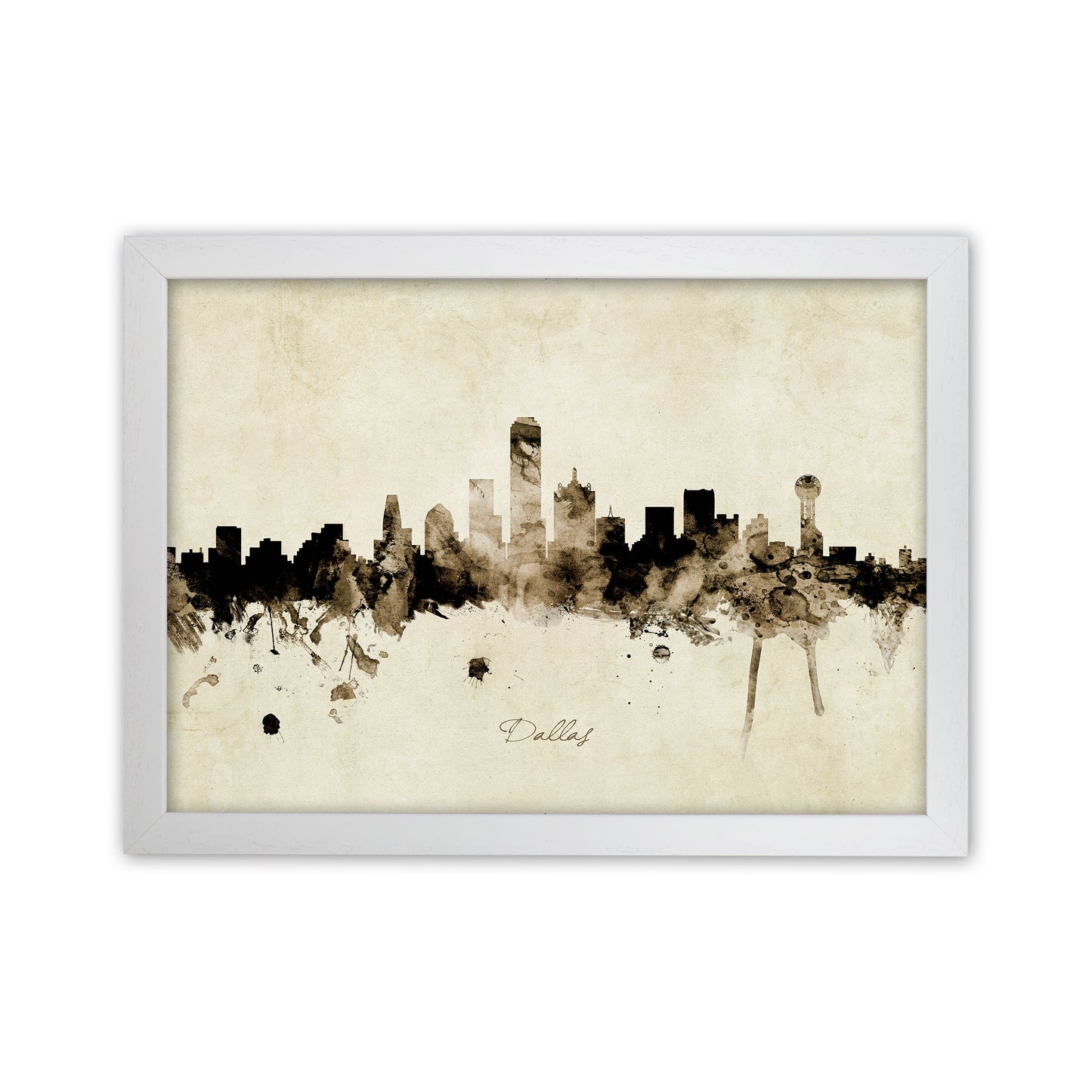 Rynx | Dallas Texas Skyline Vintage Art Print by Michael Tompsett