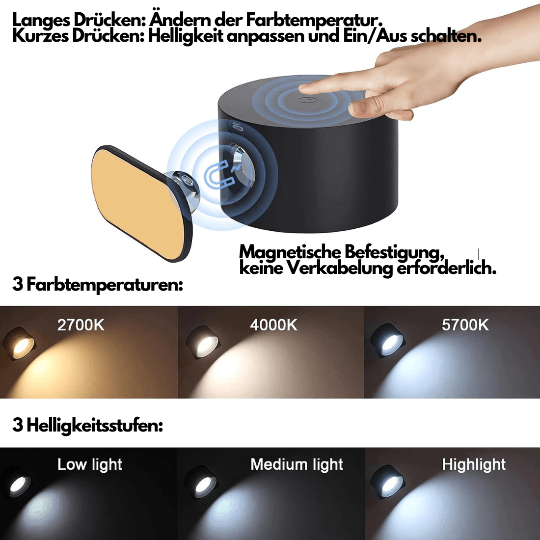 RYNX | 360° Wireless Rechargeable Wall Light