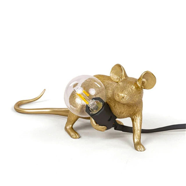 Rynx | Resin Animal Led Table Lamp Gold C Crouching