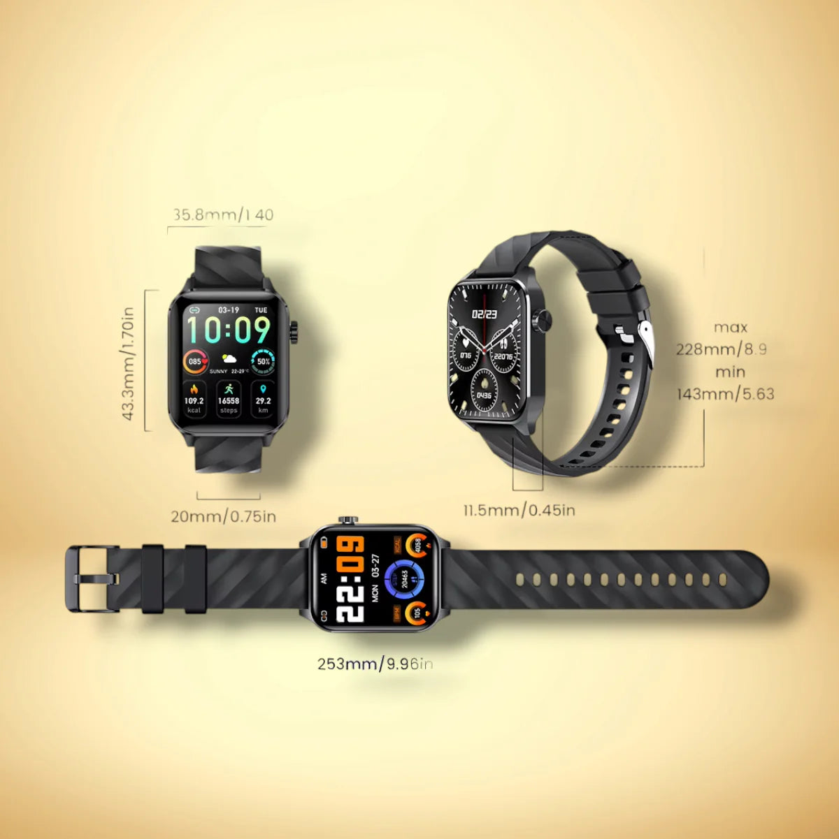 Rynx | Smartwatch for women Android gold "Lyntheris"