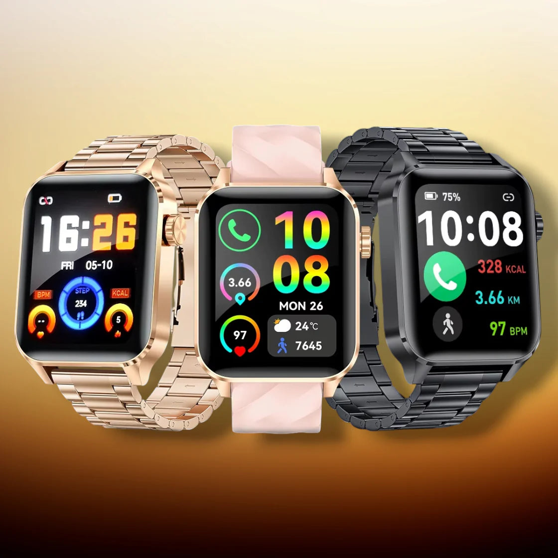 Rynx | Smartwatch for women Android gold "Lyntheris"
