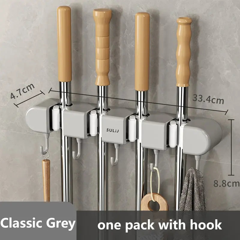 Rynx | Multifunctional Mop Holder with Hook – Self-Adhesive & Sturdy