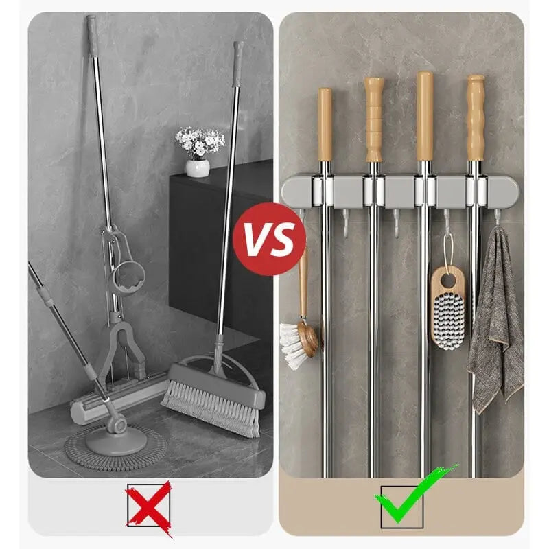Rynx | Multifunctional Mop Holder with Hook – Self-Adhesive & Sturdy