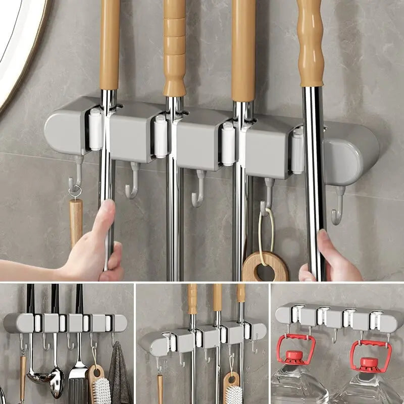 Rynx | Multifunctional Mop Holder with Hook – Self-Adhesive & Sturdy