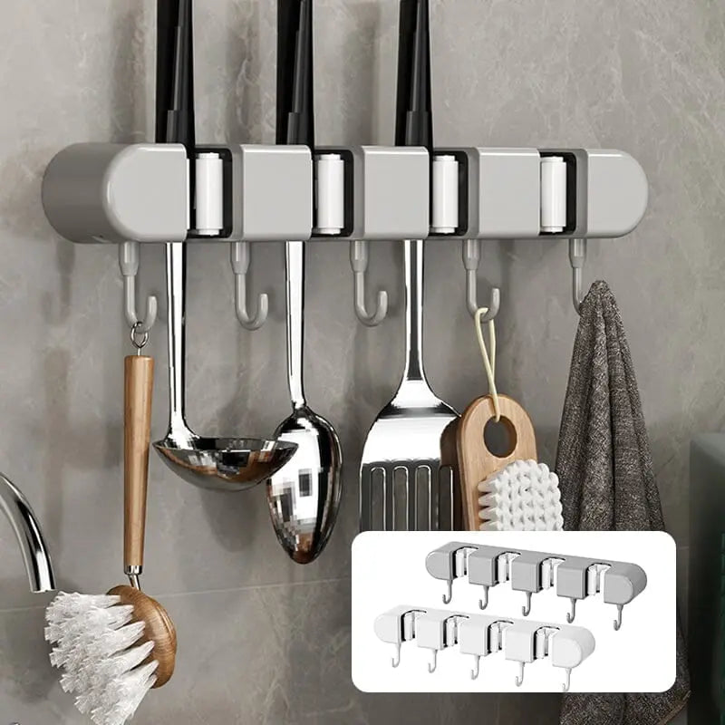 Rynx | Multifunctional Mop Holder with Hook – Self-Adhesive & Sturdy