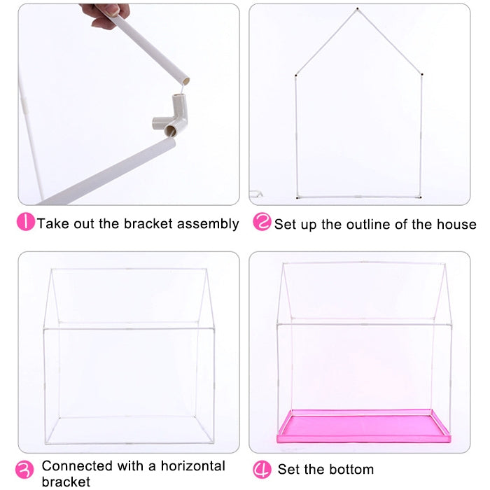 Rynx | Household Children Printing Play Tent Small Game House with 50 Ocean Balls & Mat (Light Pink)