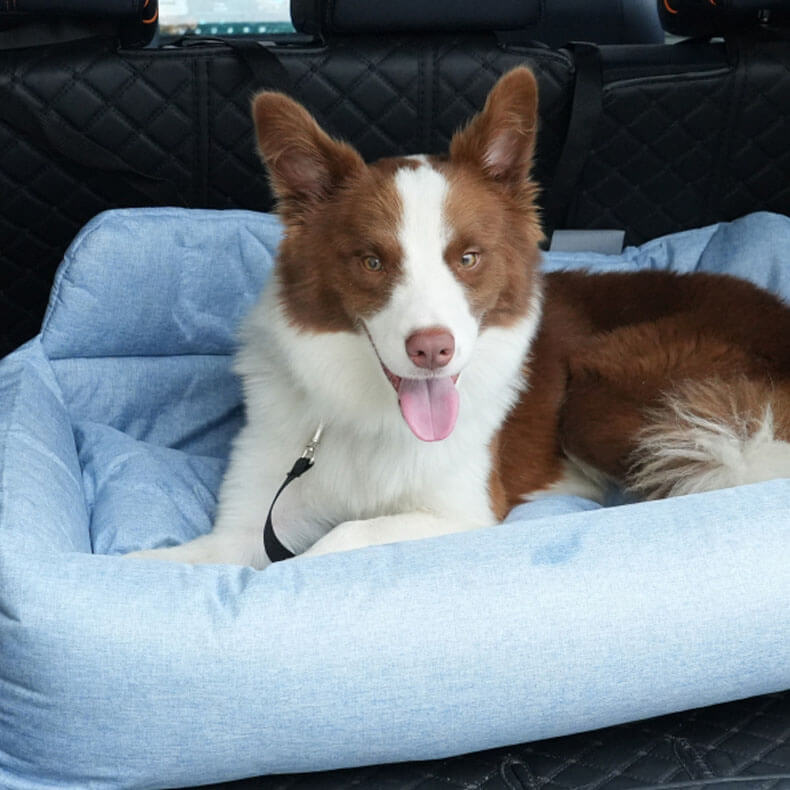 Rynx | Large Travel Safety Dog Car Back Seat Bed with Seat Belt