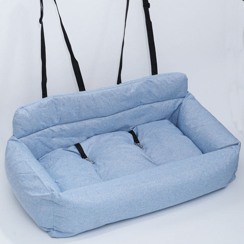 Rynx | Large Travel Safety Dog Car Back Seat Bed with Seat Belt