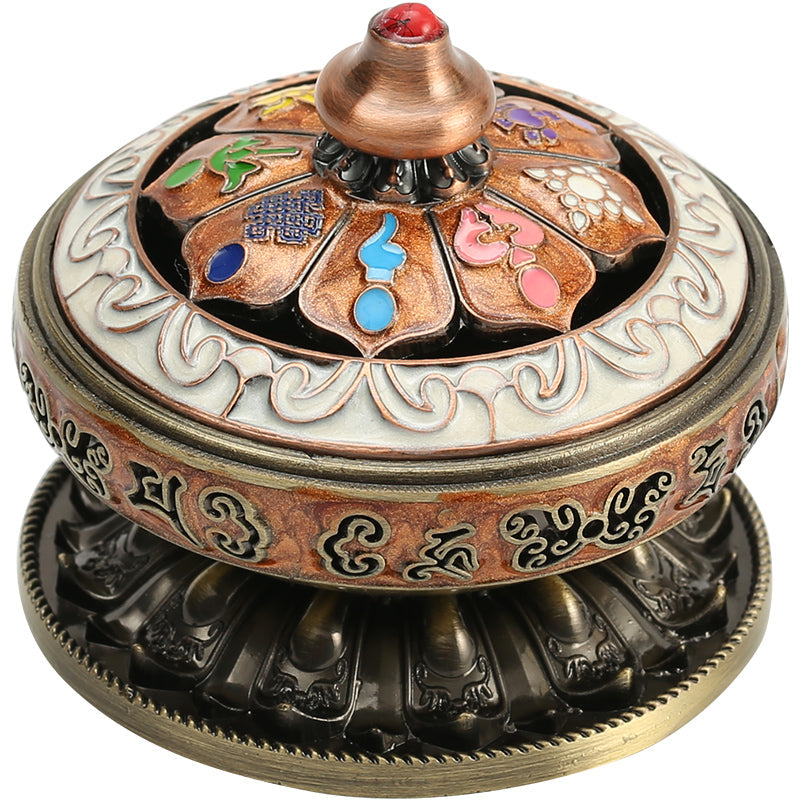Rynx | Legin plate incense burner household Tibetan Eight Treasures Eight Luck Sandalwood incense burner Nepal tea ceremony offerings