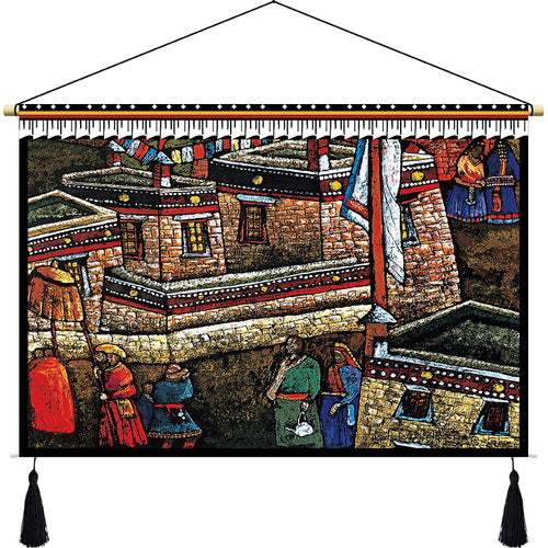 Rynx | Custom Tibetan fabric woven Tibet hanging cloth homestay decoration hotel restaurant living room bedroom headboard fabric painting weave