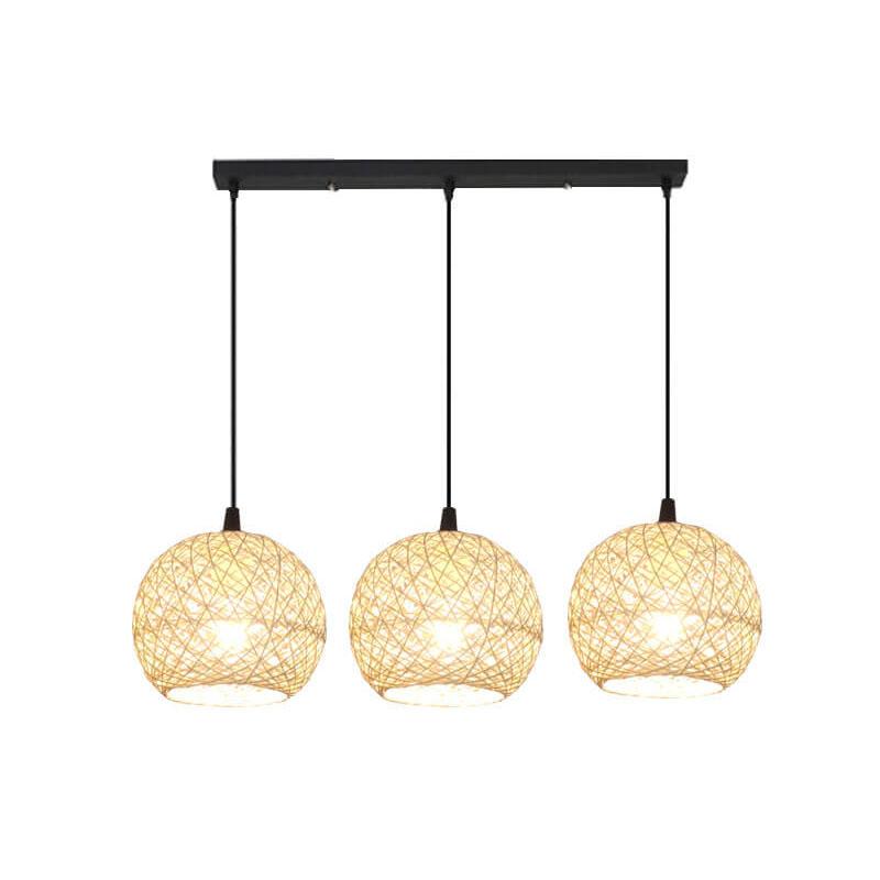 Rynx | GlobeRattan – Beige Woven Rattan Pendant Light | 1/3 Lights | Elegant Design