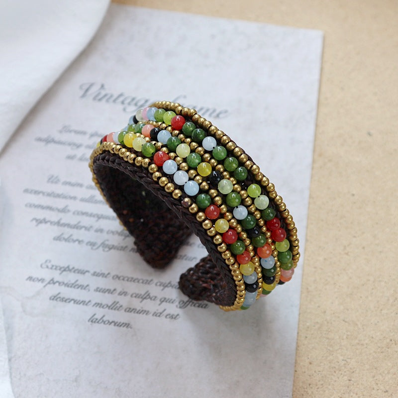 Rynx | Handmade bohemian ethnic style bracelet woven natural stone retro personal Tibetan bracelet accessories