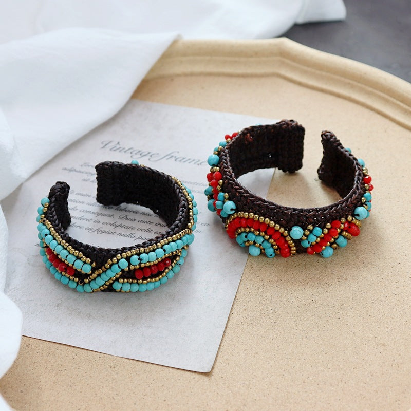 Rynx | Handmade bohemian ethnic style bracelet woven natural stone retro personal Tibetan bracelet accessories