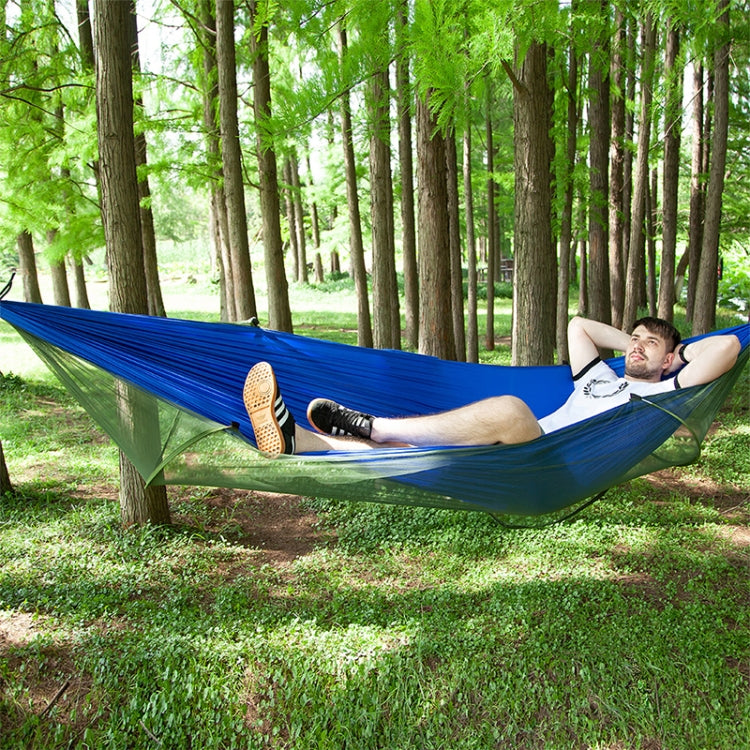 Rynx | Portable Outdoor Camping Full-automatic Nylon Parachute Hammock with Mosquito Nets, Size : 290 x 140cm (Blue)