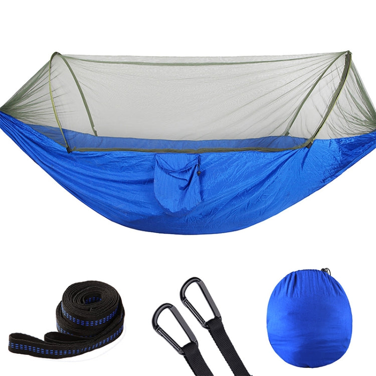 Rynx | Portable Outdoor Camping Full-automatic Nylon Parachute Hammock with Mosquito Nets, Size : 290 x 140cm (Blue)