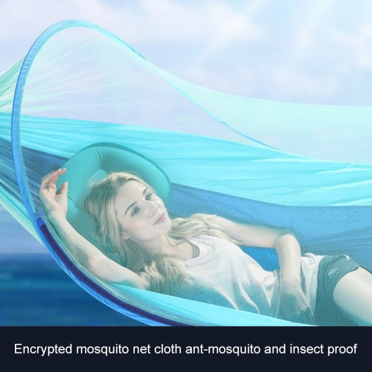 Rynx | Portable Outdoor Camping Full-automatic Nylon Parachute Hammock with Mosquito Nets, Size : 290 x 140cm (Blue)