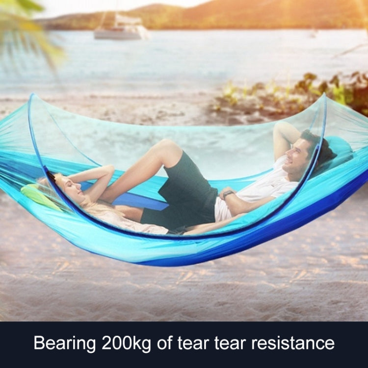 Rynx | Portable Outdoor Camping Full-automatic Nylon Parachute Hammock with Mosquito Nets, Size : 290 x 140cm (Blue)