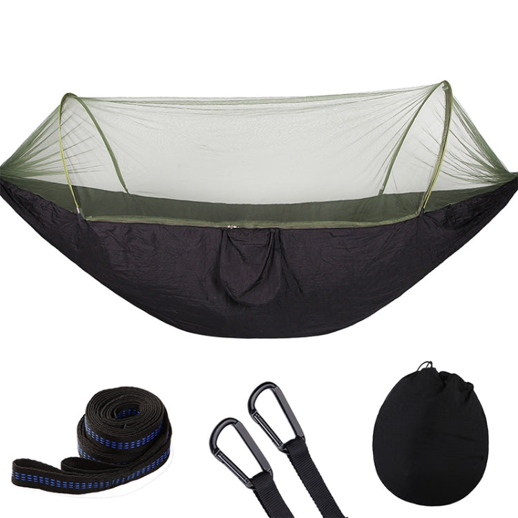 Rynx | Portable Outdoor Camping Full-automatic Nylon Parachute Hammock with Mosquito Nets, Size : 250 x 120cm (Black)