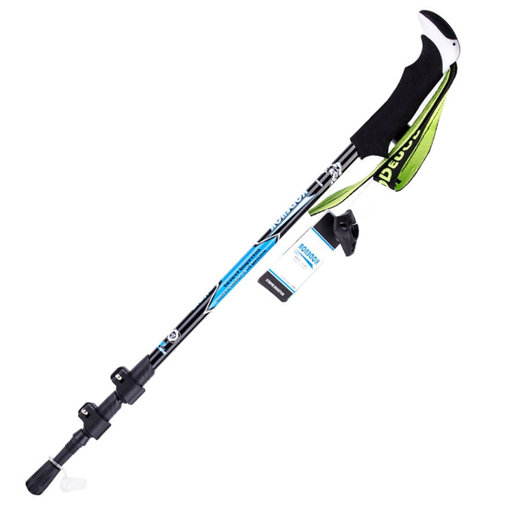 Rynx | KODENOR Outdoor Mountaineering Portable Foldable Carbon Fibre Straight Handle Alpenstocks Trekking Poles, Length : 63-135CM (Black Blue)