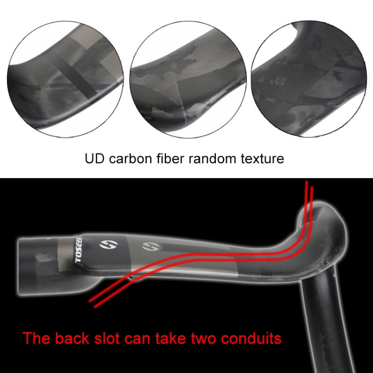 Rynx | TOSEEK UD Carbon Fiber Texture Road Bike Handlebar, Size: 440mm (UD Matte)