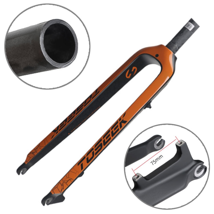 Rynx | TOSEEK Ultra Light 26 Inch 385mm Mountain Bike Full Carbon Front Fork Straight Tube Disc Brake(Orange)