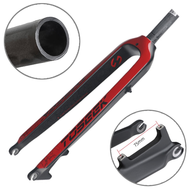 Rynx | TOSEEK Ultra Light 29 Inch 435mm Mountain Bike Full Carbon Front Fork Straight Head Tube Disc Brake(Red)