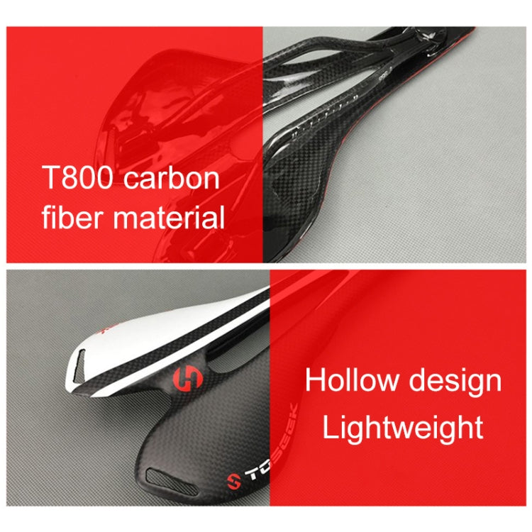 Rynx | TOSEEK Road Bike Carbon Fiber Seat Bicycle Hollow Seat Saddle, 3K Texture + Extinction(Red)