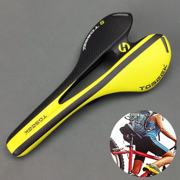 Rynx | TOSEEK Road Bike Carbon Fiber Seat Bicycle Hollow Seat Saddle, 3K Texture + Extinction(Yellow)