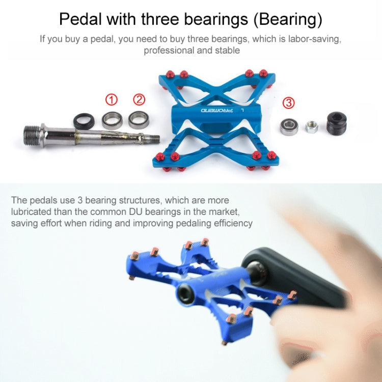 Rynx | PROMEND PD-M56 1 Pair Mountain Bicycle Aluminum Alloy 3-Bearings Pedals (Black)