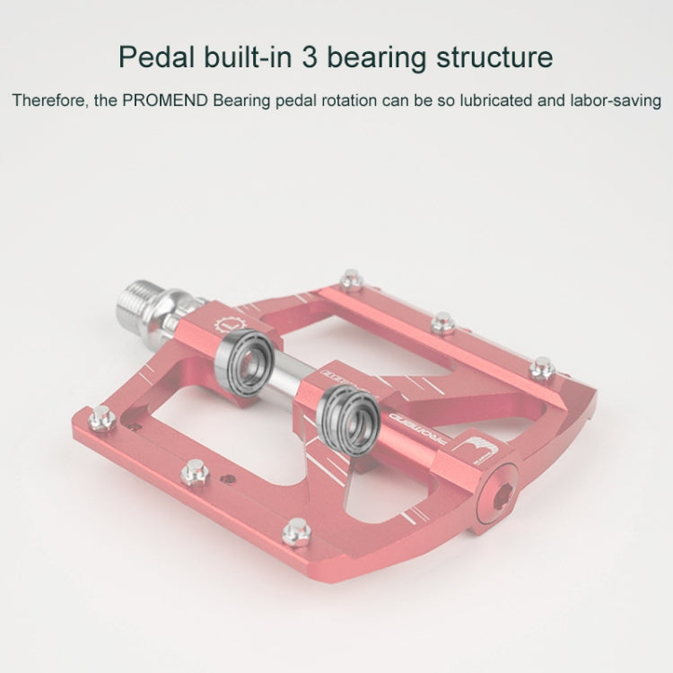 Rynx | PROMEND PD-M88 1 Pair Mountain Bicycle Aluminum Alloy 3-Bearings Pedals (Red)
