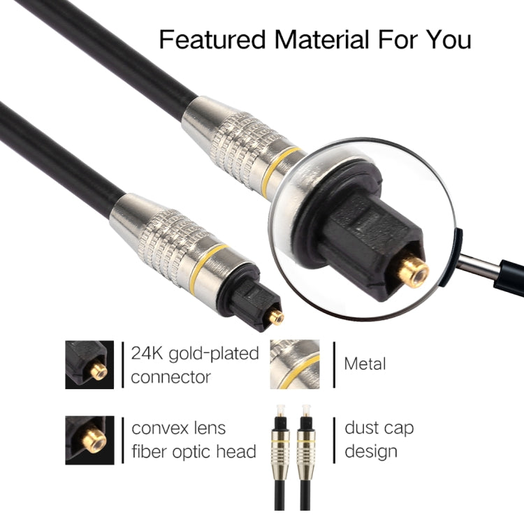 Rynx | 15m OD6.0mm nickel-plated metal head Toslink male to male digital optical audio cable