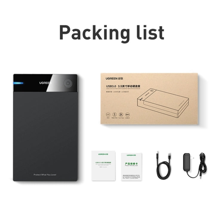 Rynx | UGREEN US222 HDD Enclosure 2.5 / 3.5 Inch SATA to USB 3.0 SSD Adapter Hard Drive Box External HDD Enclosure, Supports UASP Protocol