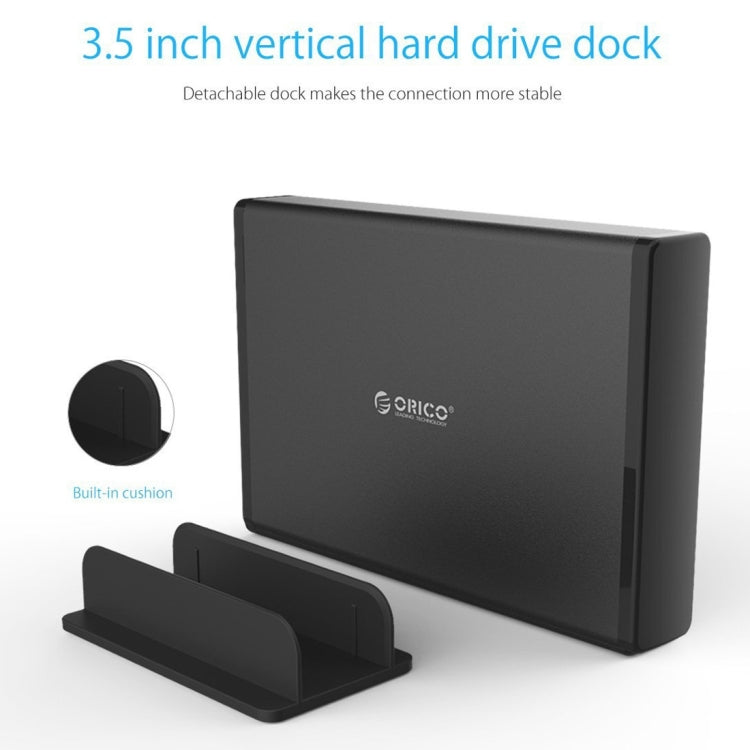 Rynx | ORICO 7688U3 Vertical Aluminum External Hard Drive Enclosure Storage Box Hard Drive Dock for 3.5 Inch SATA HDD (Black)