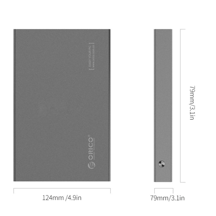 Rynx | ORICO 2518S3 USB3.0 External Hard Drive Enclosure for 7mm & 9.5mm 2.5 inch SATA HDD / SSD (Silver)