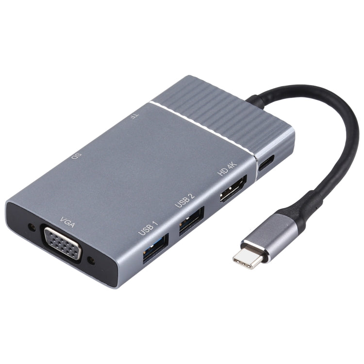 Rynx | 7 In 1 Dual USB 3.0 + TF/SD + HDMI/VGA + 3.5mm Jack + Type-C / USB-C Multifunction USB-C Docking Station