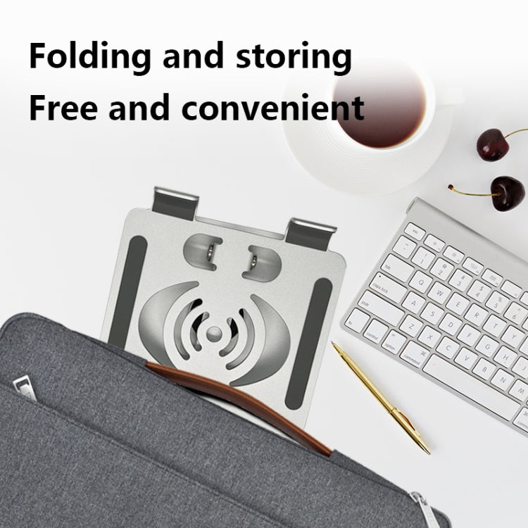 Rynx | L-14 Aluminium Alloy Foldable Rotatable Laptop/Tablet Stand (Silver)