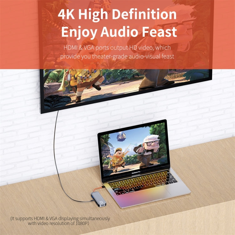 Rynx | ROCK TR01 10 In 1 Type-C / USB-C to HDMI + VGA Multifunction Extension HUB Adapter (Silver)