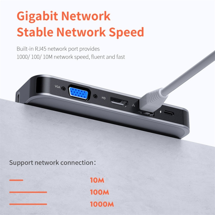 Rynx | ROCK TR01 10 In 1 Type-C / USB-C to HDMI + VGA Multifunction Extension HUB Adapter (Silver)
