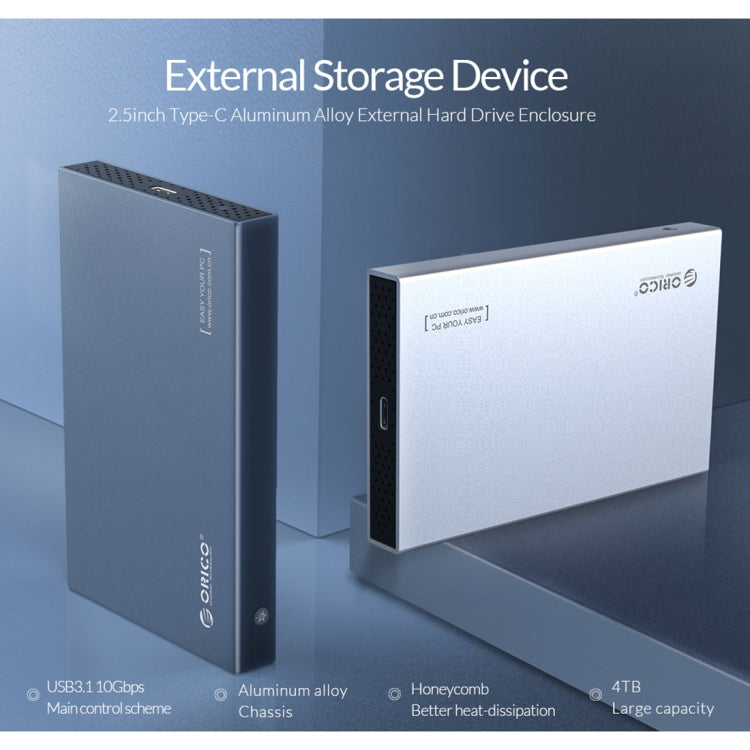 Rynx | ORICO DD25 C3 2.5 inch Type-C to Type-C and USB Mechanical SSD Case, Supported Capacity: 6TB (Dark Gray)