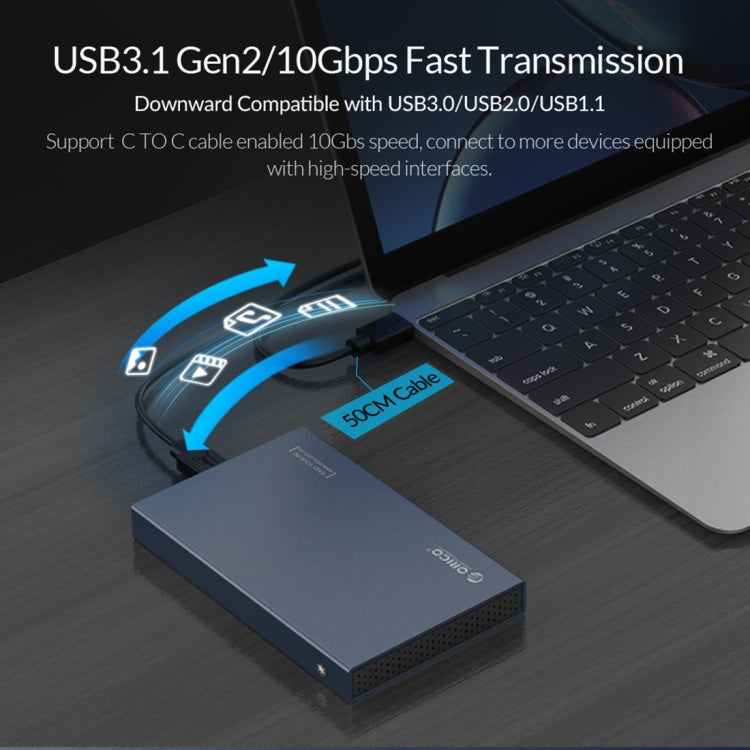 Rynx | ORICO DD25 C3 2.5 inch Type-C to Type-C and USB Mechanical SSD Case, Supported Capacity: 6TB (Dark Gray)